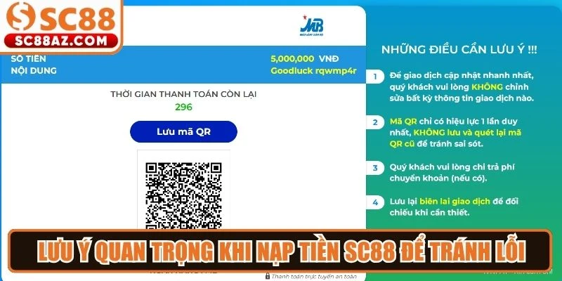 Lưu ý quan trọng khi nạp tiền Sc88 để tránh lỗi xuất hiện
